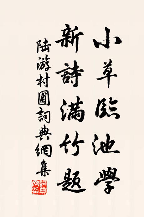 陆游小草临池学，新诗满竹题书法作品欣赏