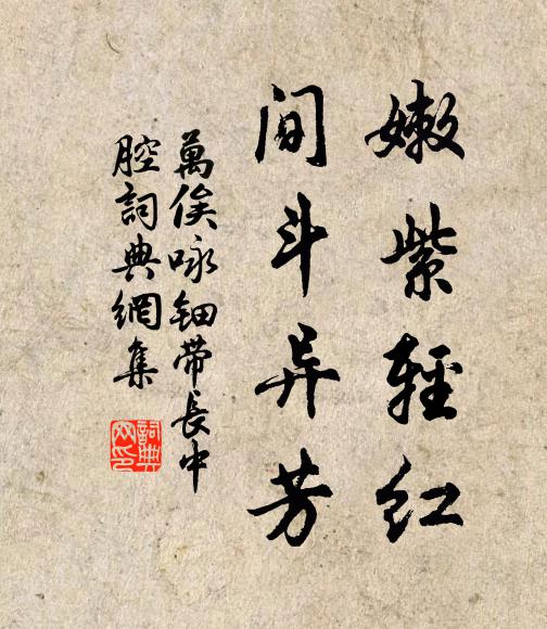 万俟咏嫩紫轻红，间斗异芳书法作品欣赏