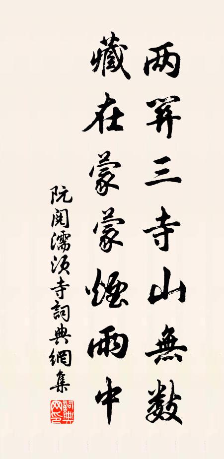 阮阅两关三寺山无数,藏在蒙蒙烟雨中书法作品欣赏
