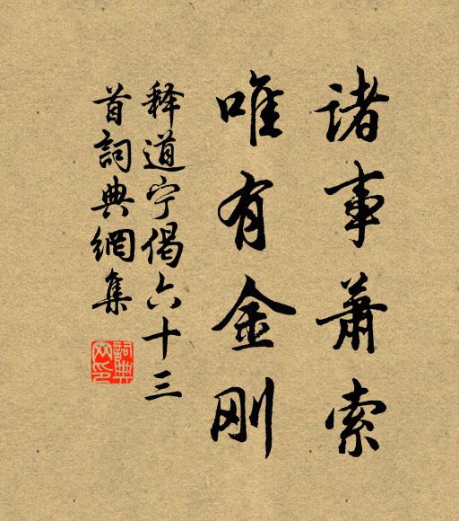 释道宁诸事萧索，唯有金刚书法作品欣赏