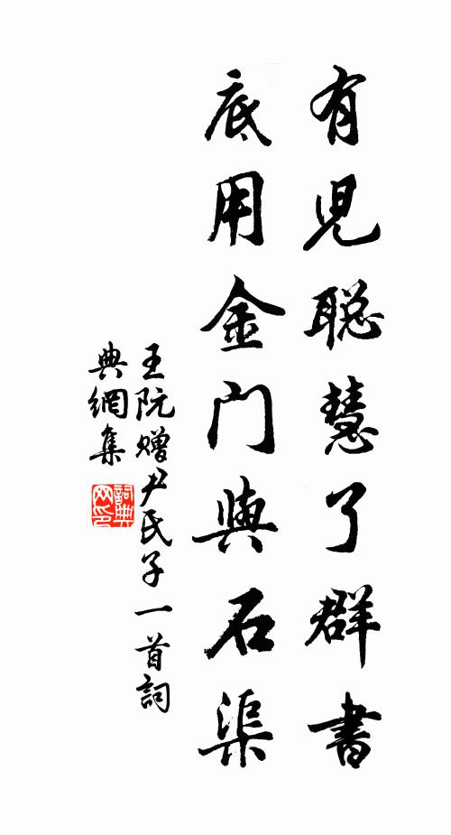 王阮有儿聪慧了群书，底用金门与石渠书法作品欣赏