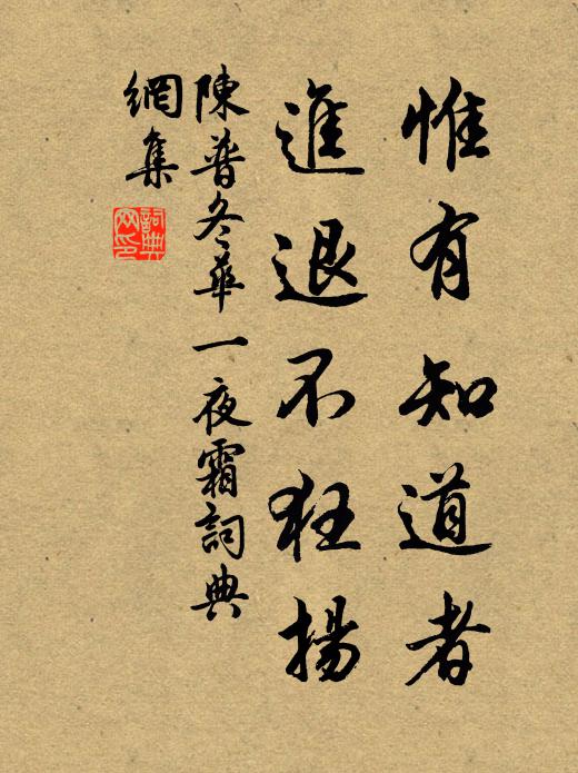陈普惟有知道者，进退不狂扬书法作品欣赏