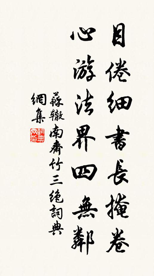 苏辙目倦细书长掩卷，心游法界四无邻书法作品欣赏