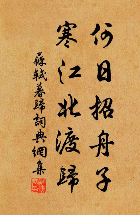 苏轼何日招舟子，寒江北渡归书法作品欣赏