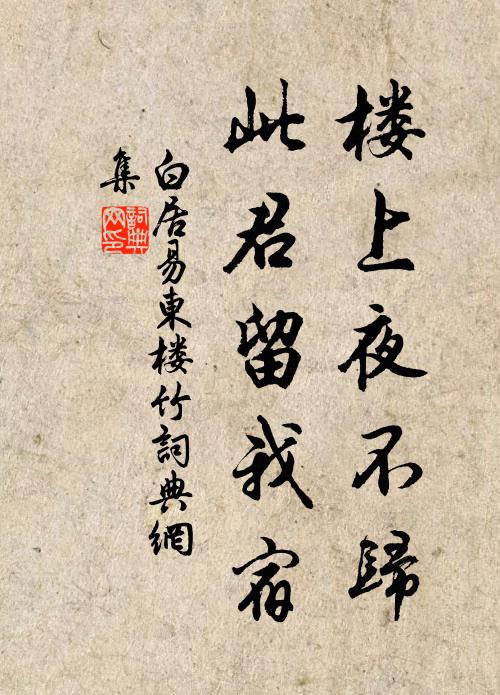 白居易楼上夜不归，此君留我宿书法作品欣赏