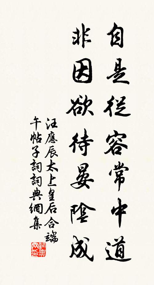 汪应辰自是从容常中道，非因欲待晏阴成书法作品欣赏