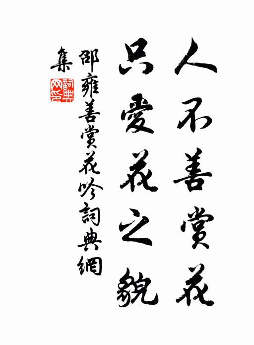 邵雍人不善赏花,只爱花之貌书法作品欣赏