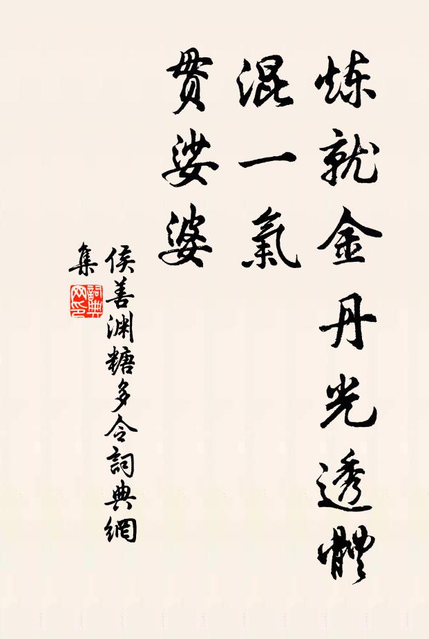 侯善渊炼就金丹光透体，混一气，贯娑婆书法作品欣赏