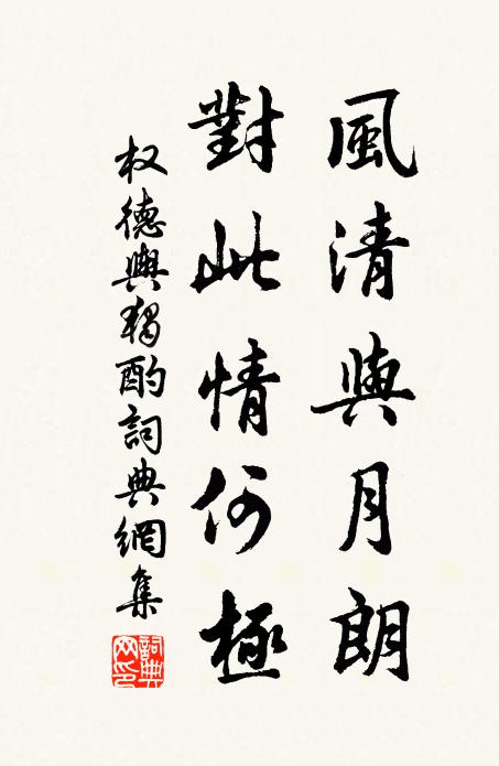 权德舆风清与月朗，对此情何极书法作品欣赏