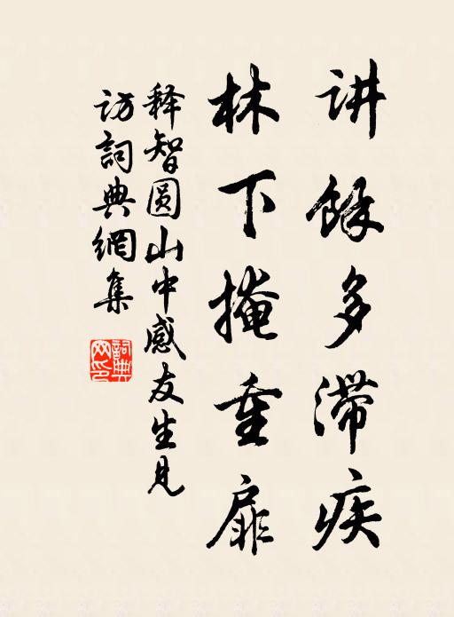 释智圆讲馀多滞疾，林下掩重扉书法作品欣赏