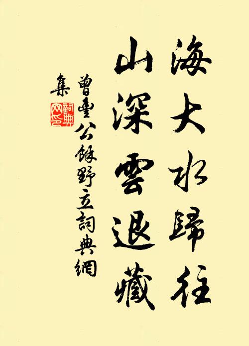 曾丰海大水归往，山深云退藏书法作品欣赏
