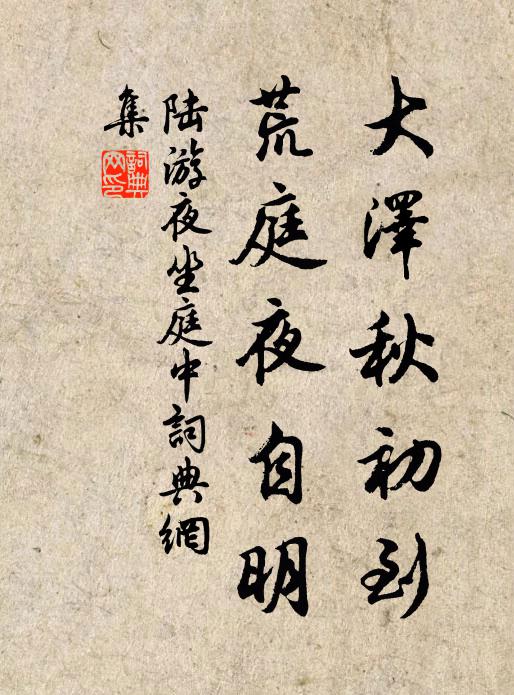 陆游大泽秋初到，荒庭夜自明书法作品欣赏