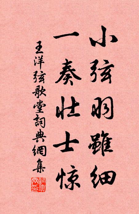 王洋小弦羽虽细，一奏壮士惊书法作品欣赏