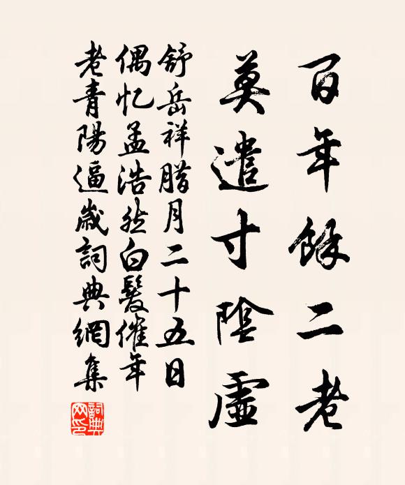 舒岳祥百年余二老，莫遣寸阴虚书法作品欣赏