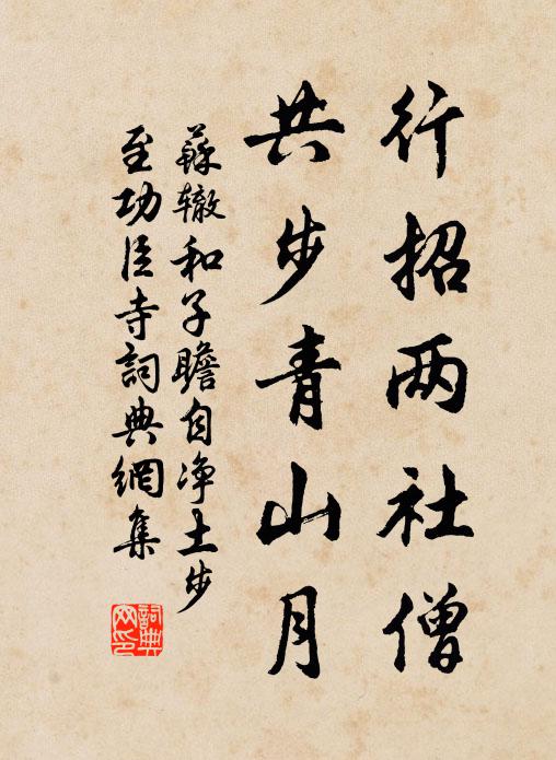 苏辙行招两社僧，共步青山月书法作品欣赏