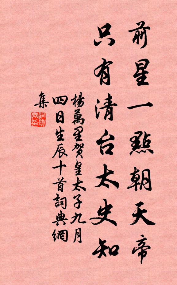 杨万里前星一点朝天帝，只有清台太史知书法作品欣赏
