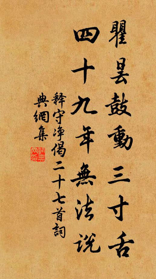 释守净瞿昙鼓动三寸舌，四十九年无法说书法作品欣赏