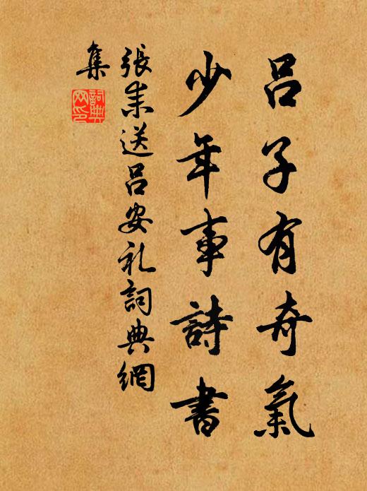 张耒吕子有奇气，少年事诗书书法作品欣赏