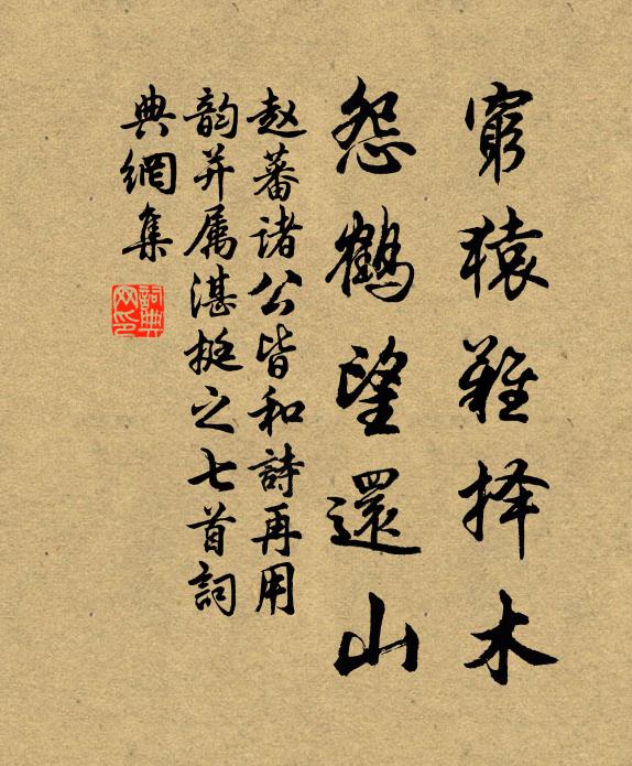 赵蕃穷猿难择木，怨鹤望还山书法作品欣赏