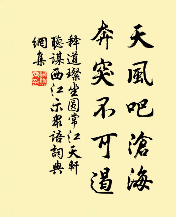 释道璨天风吧沧海，奔突不可遏书法作品欣赏