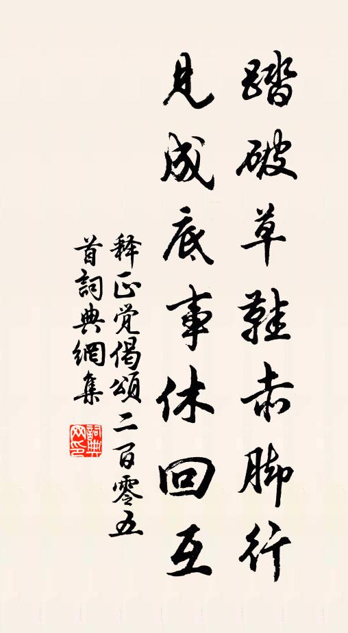释正觉踏破草鞋赤脚行，见成底事休回互书法作品欣赏