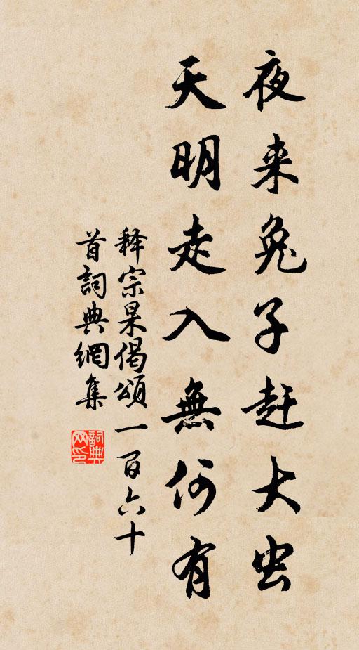 释宗杲夜来兔子赶大虫，天明走入无何有书法作品欣赏