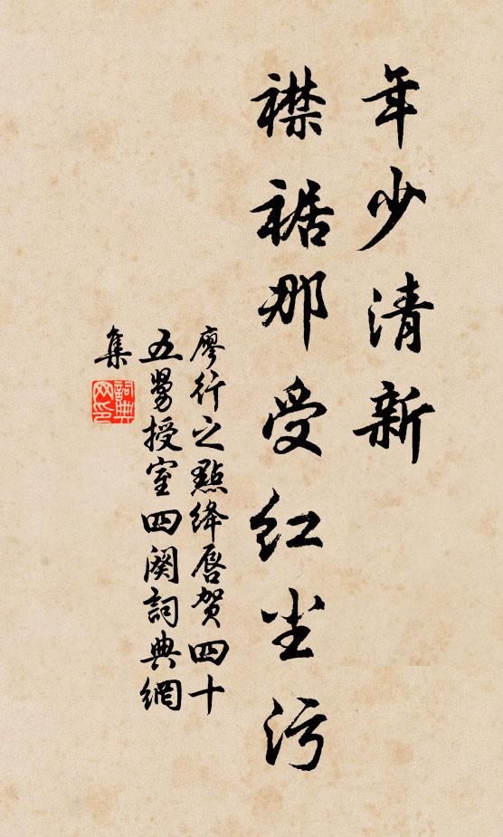 廖行之年少清新，襟裾那受红尘污书法作品欣赏