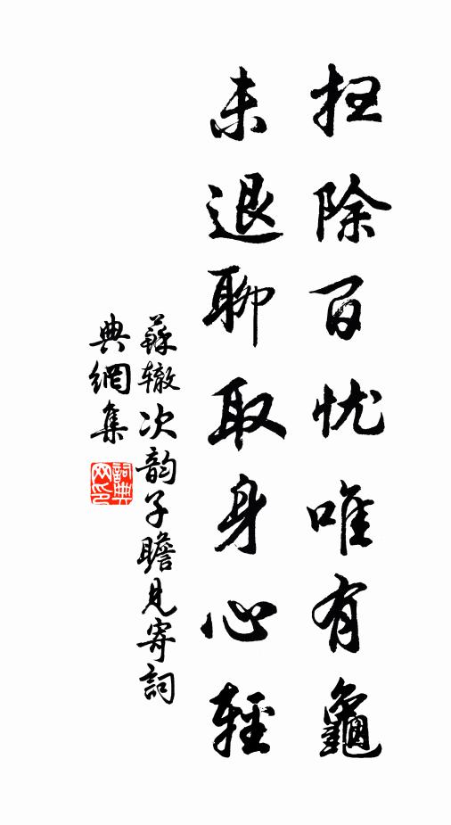 苏辙扫除百忧唯有龟，未退聊取身心轻书法作品欣赏