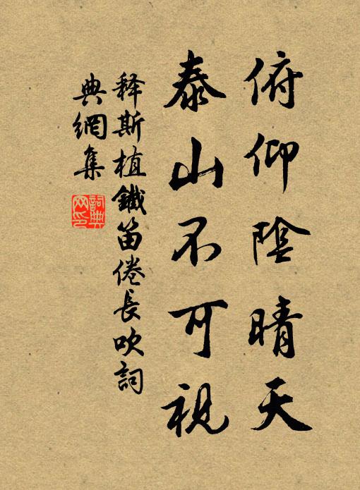 释斯植俯仰阴晴天，泰山不可视书法作品欣赏