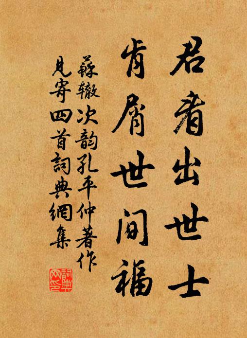 苏辙君看出世士，肯屑世间福书法作品欣赏
