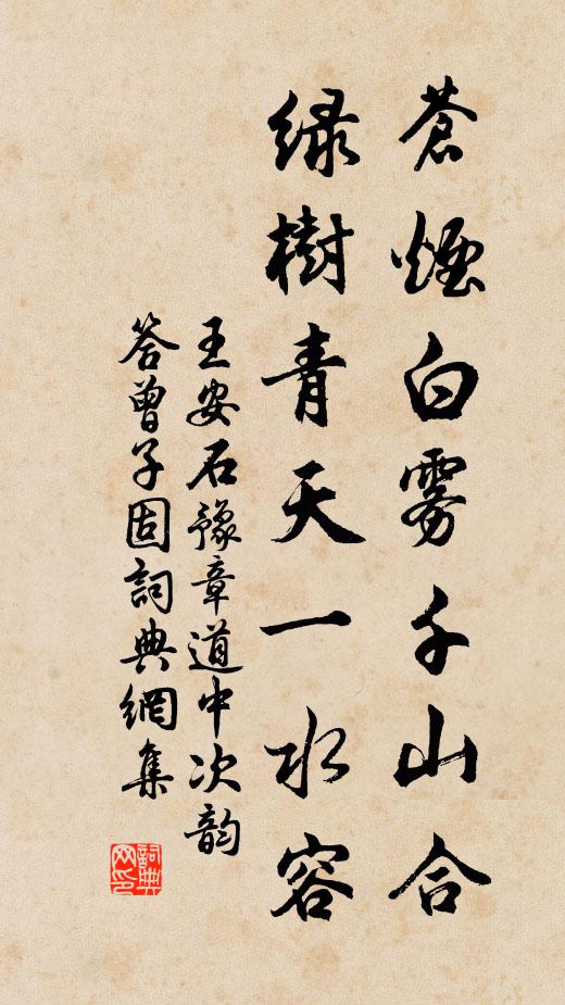 王安石苍烟白雾千山合，绿树青天一水容书法作品欣赏