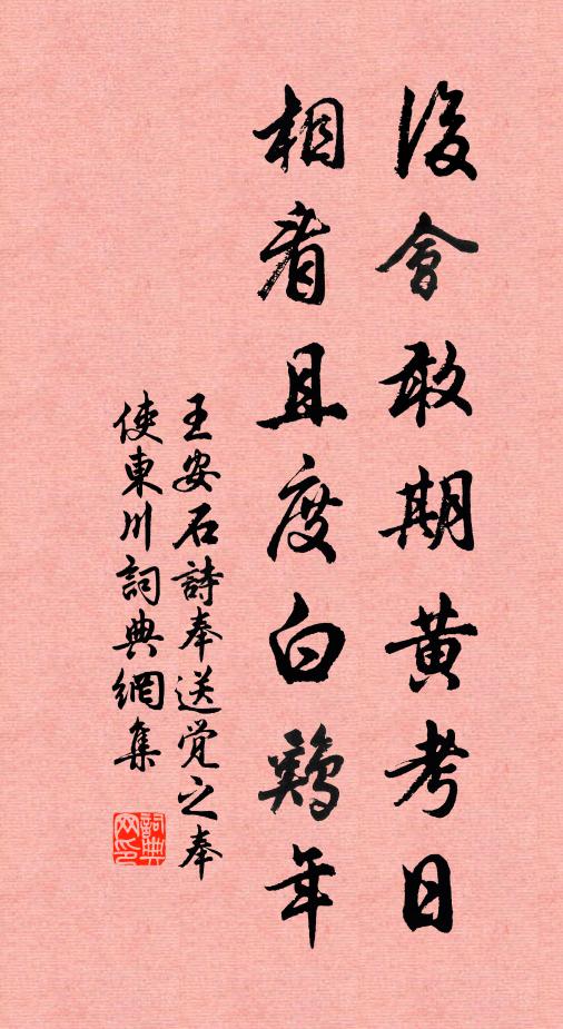 王安石后会敢期黄考日，相看且度白鸡年书法作品欣赏