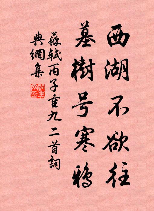 苏轼西湖不欲往，墓树号寒鸦书法作品欣赏