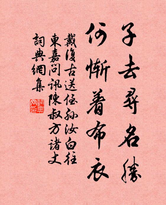 戴复古子去寻名胜，何惭着布衣书法作品欣赏