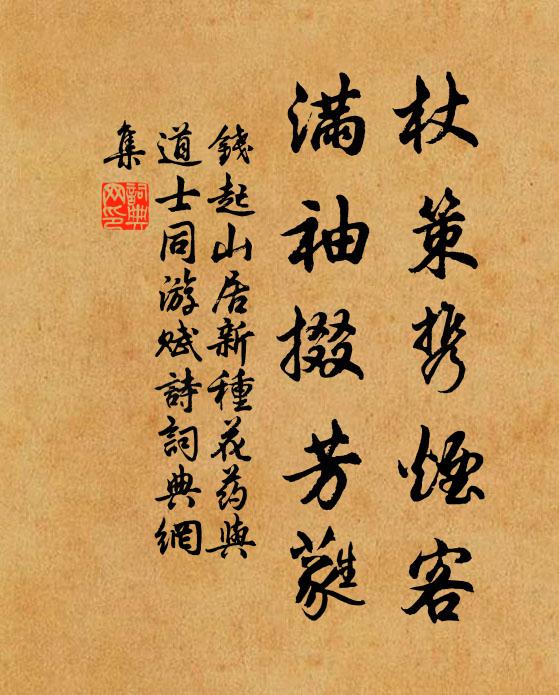 钱起杖策携烟客，满袖掇芳蕤书法作品欣赏
