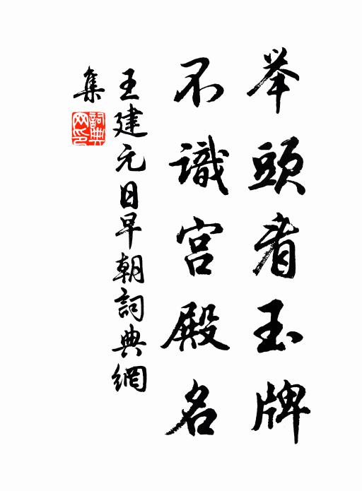 王建举头看玉牌，不识宫殿名书法作品欣赏
