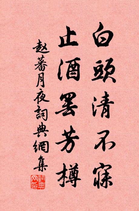 赵蕃白头清不寐，止酒罢芳樽书法作品欣赏