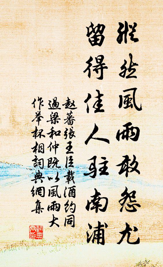 赵蕃纵然风雨敢怨尤，留得佳人驻南浦书法作品欣赏
