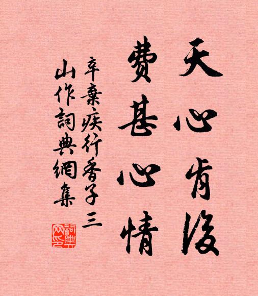 辛弃疾天心肯后，费甚心情书法作品欣赏