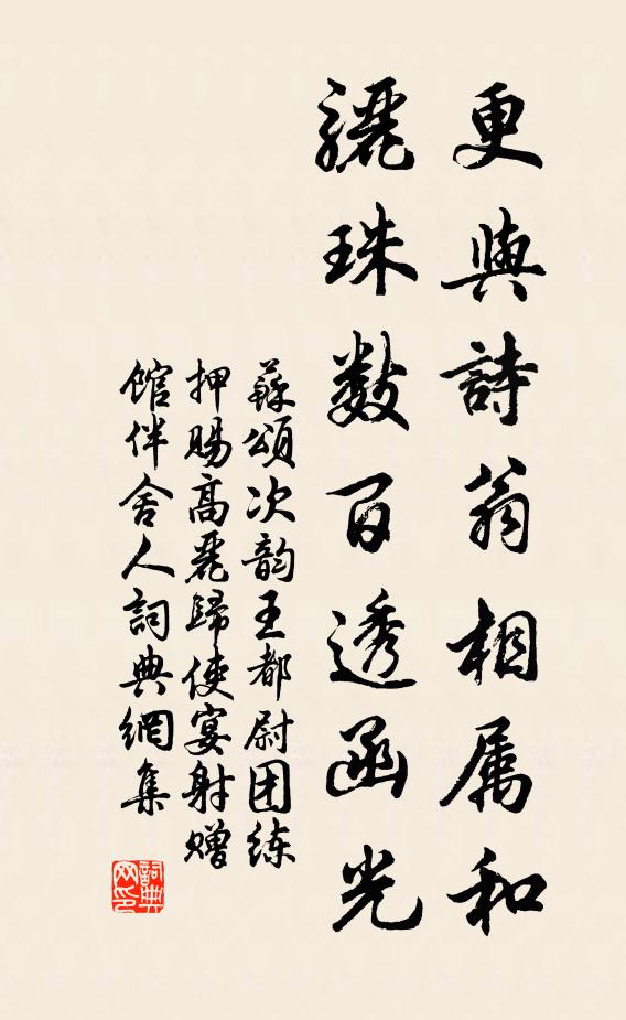 苏颂更与诗翁相属和，骊珠数百透函光书法作品欣赏