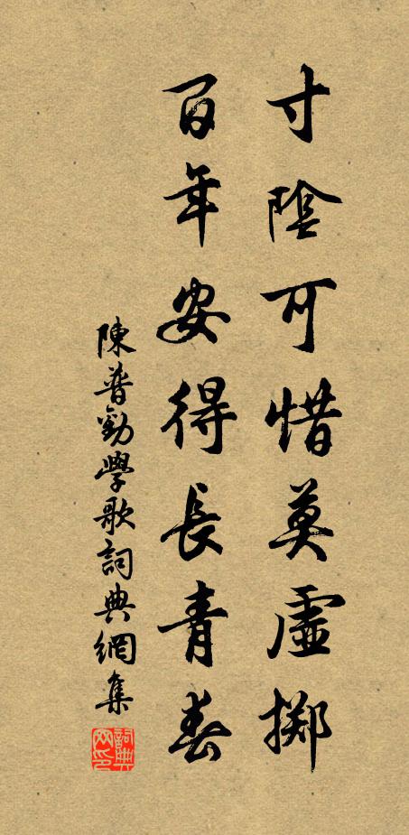 陈普寸阴可惜莫虚掷，百年安得长青春书法作品欣赏