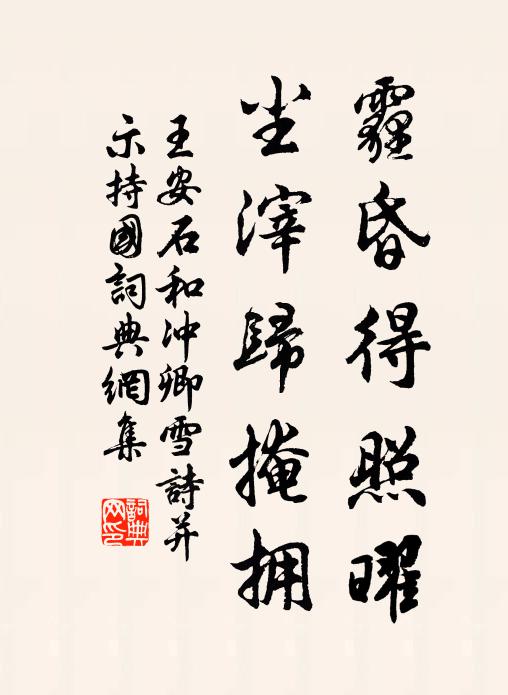 王安石霾昏得照曜，尘滓归掩拥书法作品欣赏