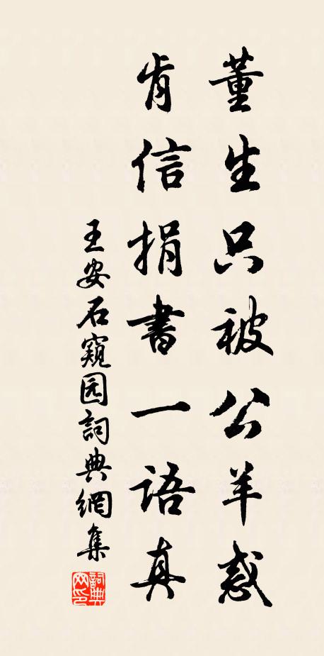 王安石董生只被公羊惑，肯信捐书一语真书法作品欣赏