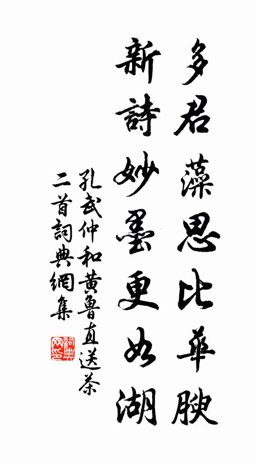 孔武仲多君藻思比华腴，新诗妙墨更如湖书法作品欣赏