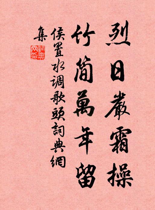 侯置烈日严霜操，竹简万年留书法作品欣赏
