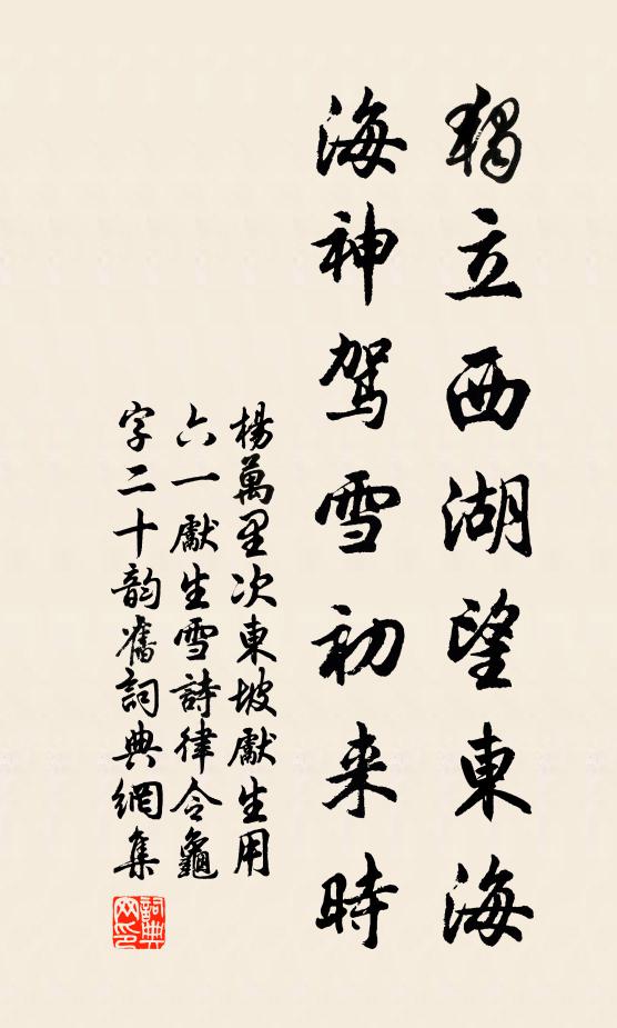 杨万里独立西湖望东海，海神驾雪初来时书法作品欣赏