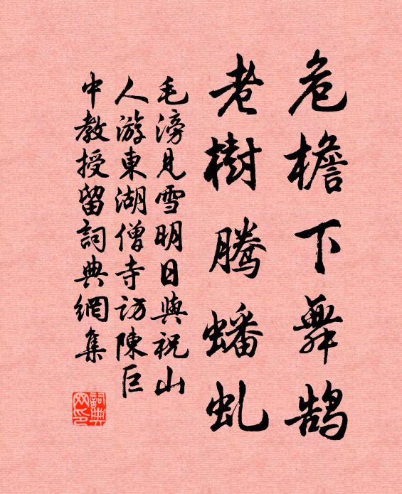 毛滂危檐下舞鹄，老树腾蟠虬书法作品欣赏