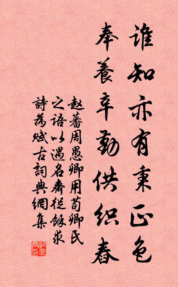 赵蕃谁知亦有秉正色，奉养辛勤供织舂书法作品欣赏