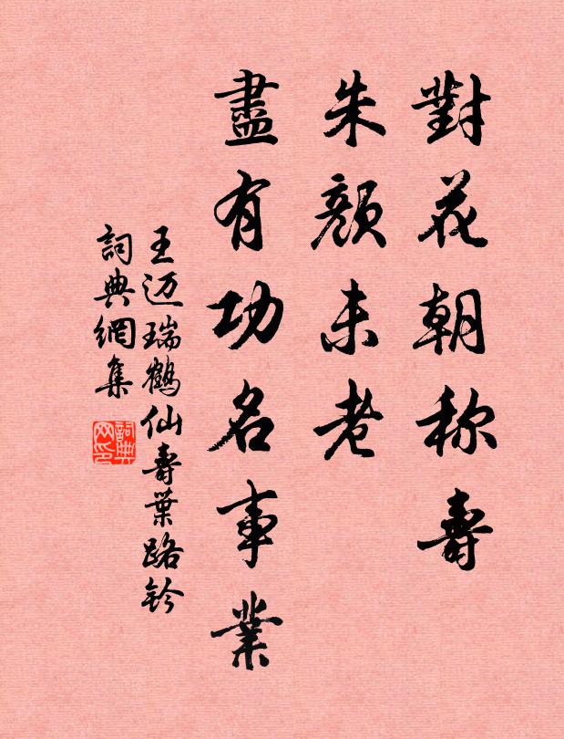 王迈对花朝称寿，朱颜未老，尽有功名事业书法作品欣赏