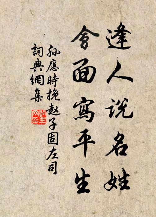 孙应时逢人说名姓，会面写平生书法作品欣赏